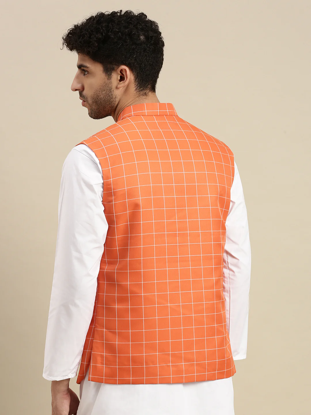 Men Ethnic Jacket Orange DC2 - Image 5