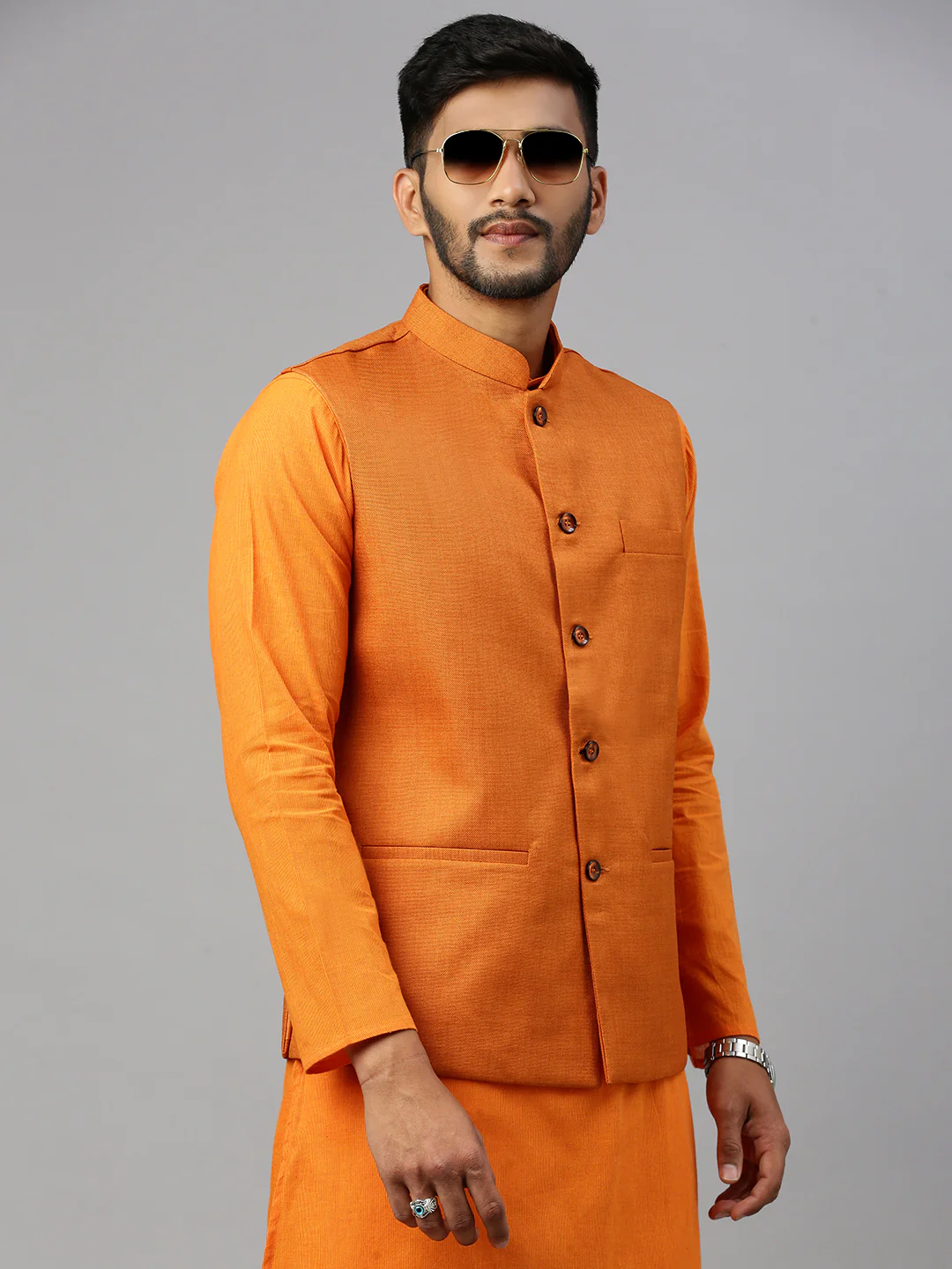 Men Ethnic Jacket Orange DW20 - Image 2