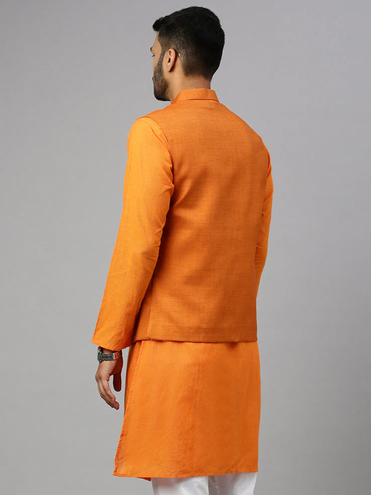 Men Ethnic Jacket Orange DW20 - Image 4