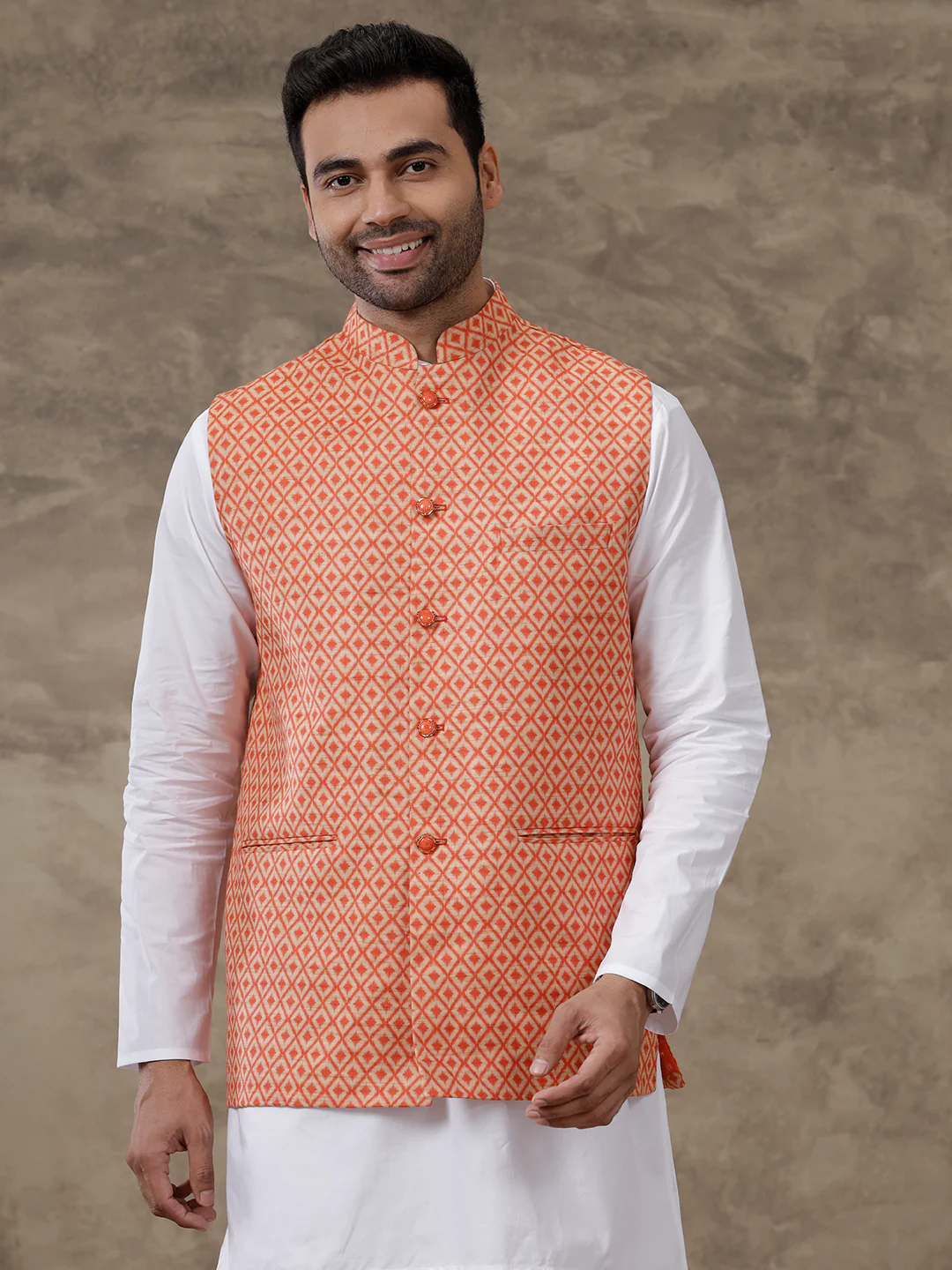 Men Ethnic Jacket Orange JB14