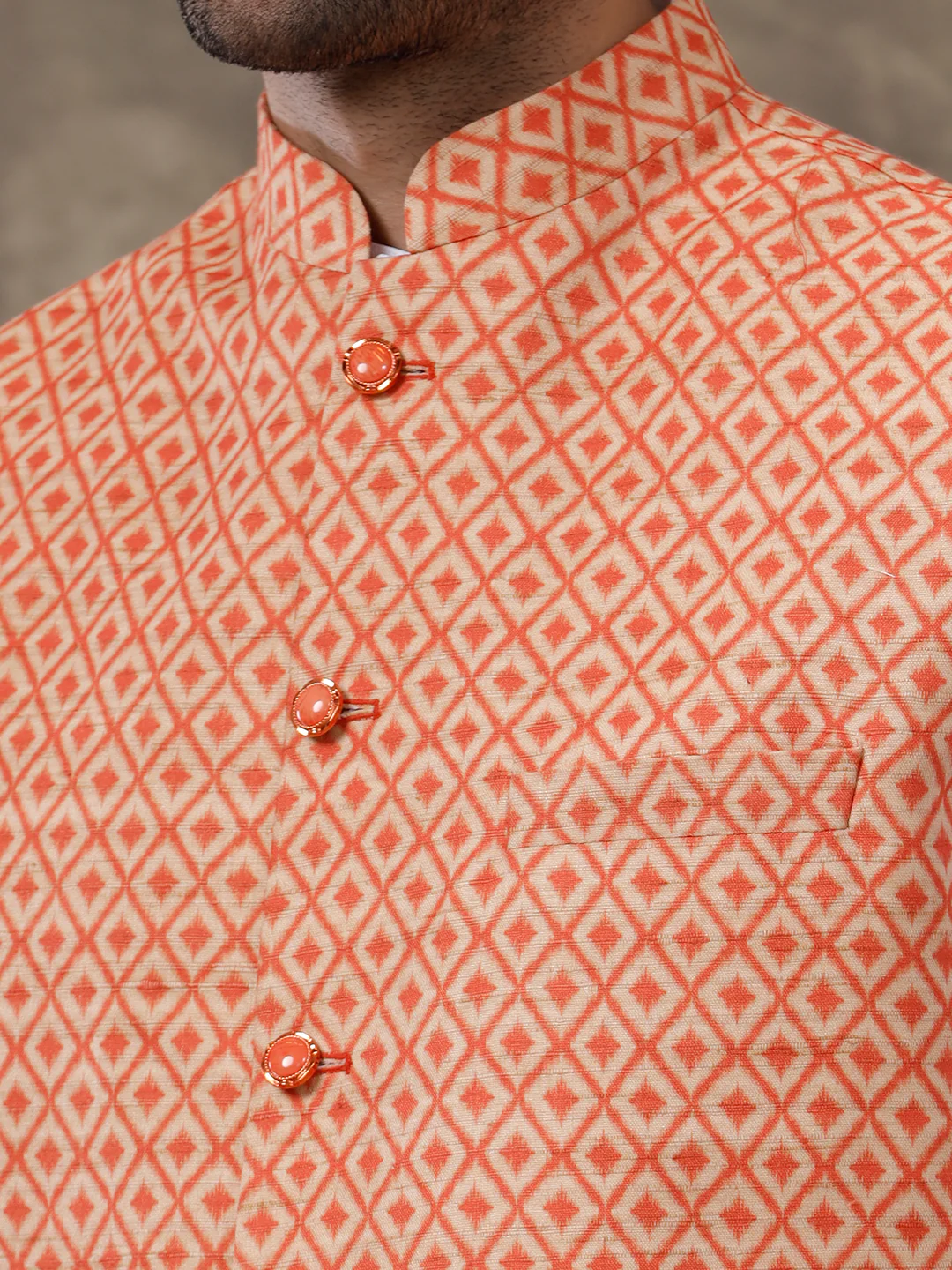 Men Ethnic Jacket Orange JB14 - Image 2