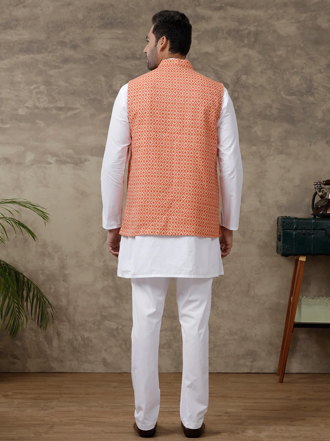 Men Ethnic Jacket Orange JB14 - Image 4