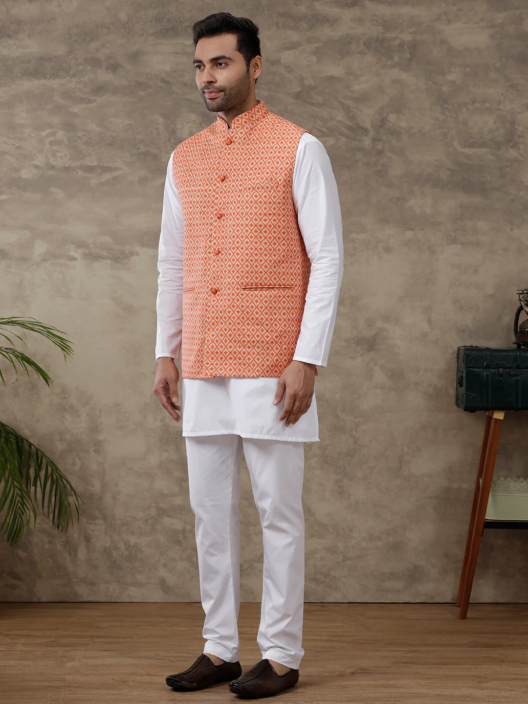Men Ethnic Jacket Orange JB14 - Image 6