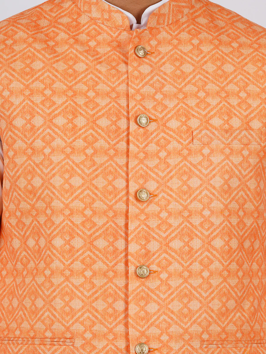 Men Ethnic Jacket Orange JB8 - Image 5
