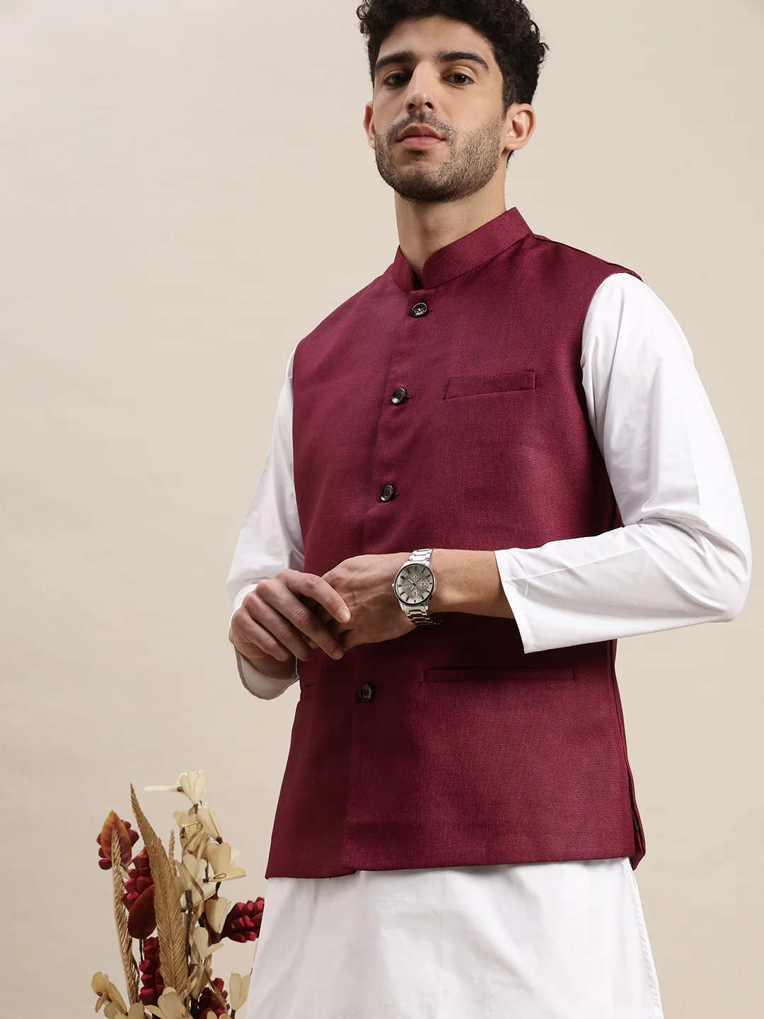 Men Ethnic Jacket Purple DW18 - Image 5
