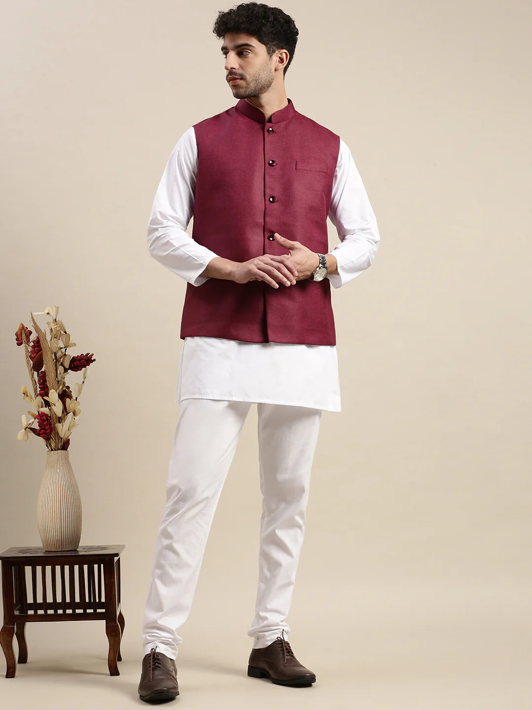 Men Ethnic Jacket Purple DW18 - Image 6