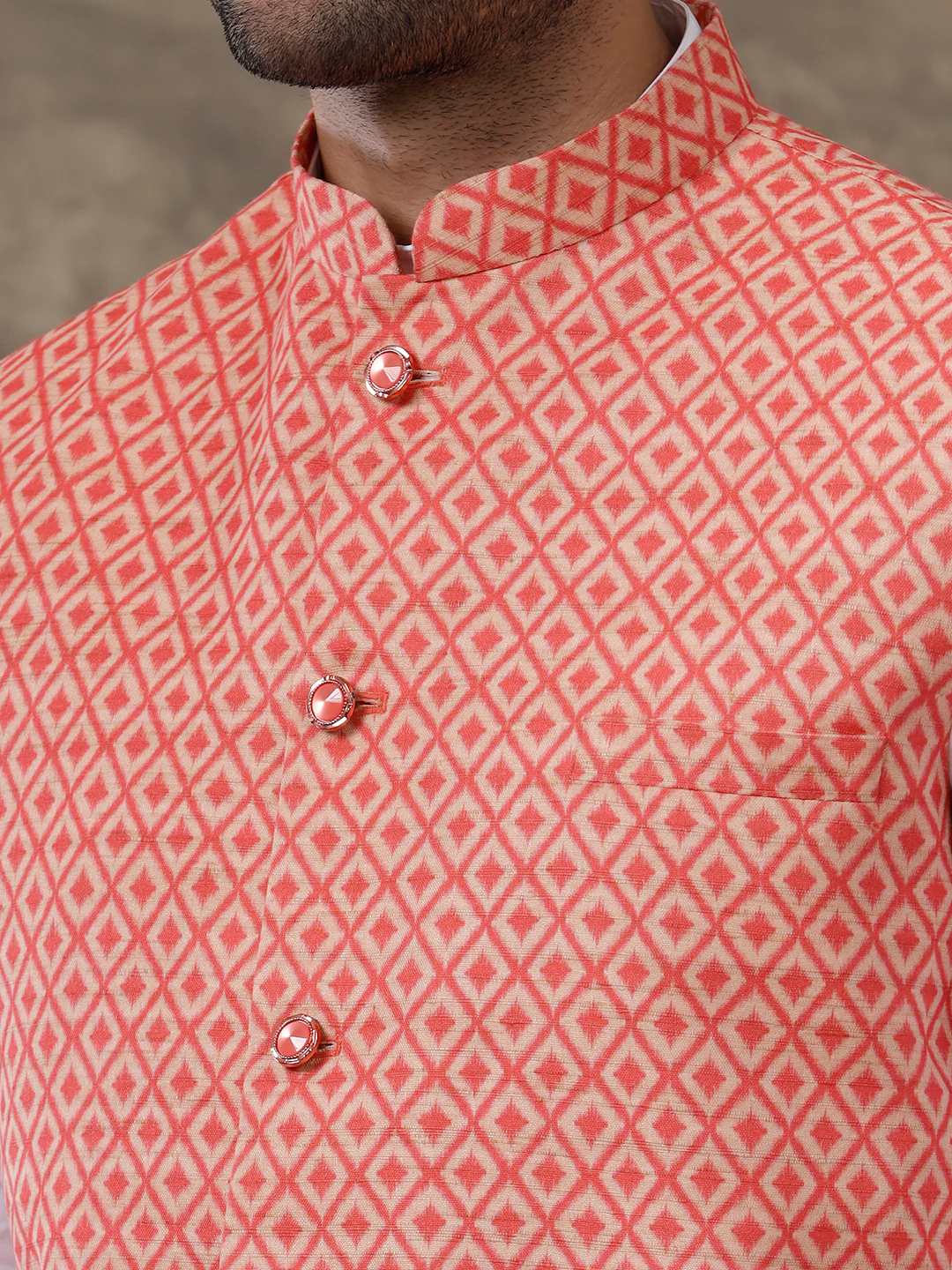 Men Ethnic Jacket Red JB15 - Image 2