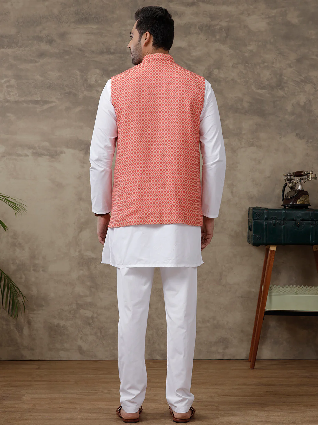 Men Ethnic Jacket Red JB15 - Image 4