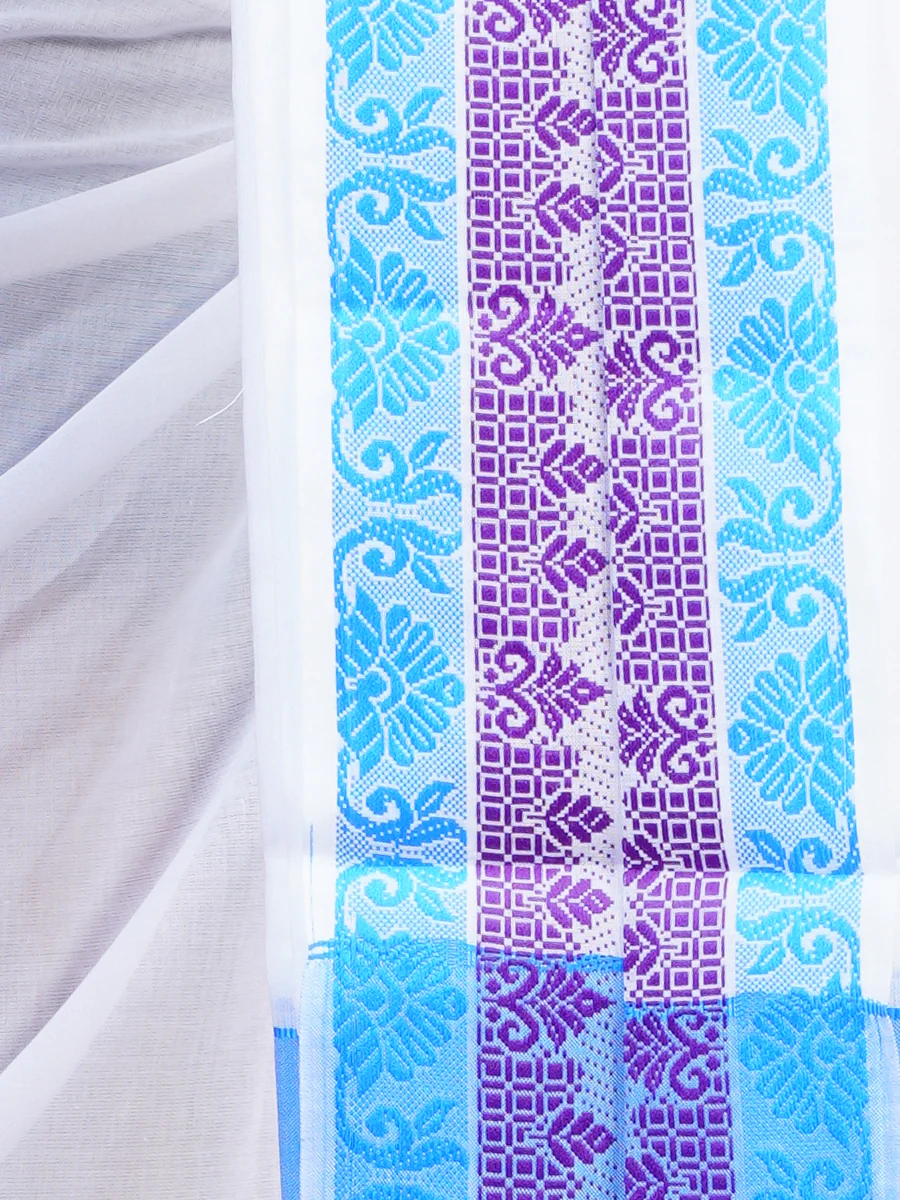 Men Fancy Blue Border Panchakacham With Angavasthram Vedavyasa(9+5) VV2 - Image 6