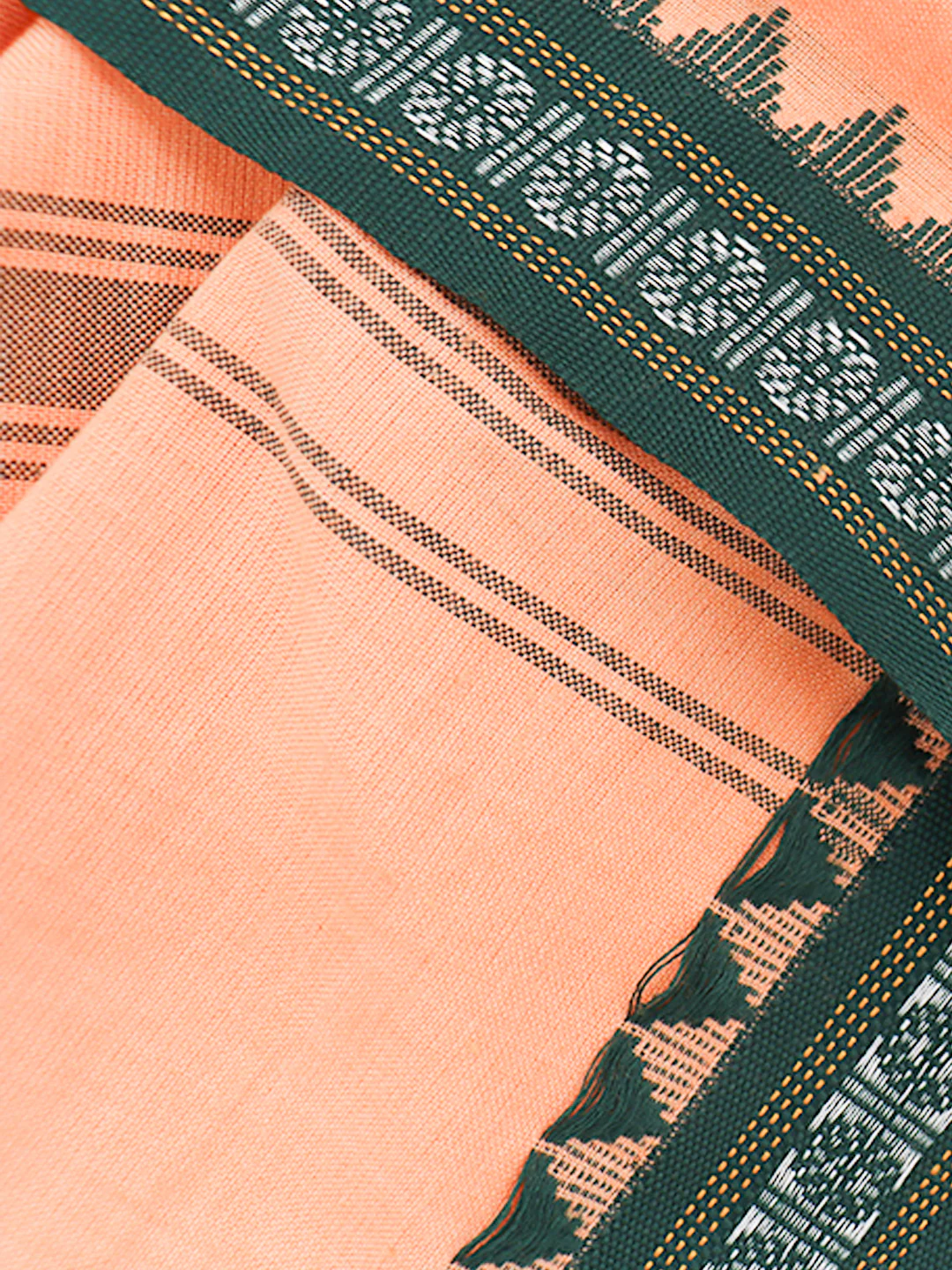 Men Fancy Border Angavastram Towel Light Orange - Image 3