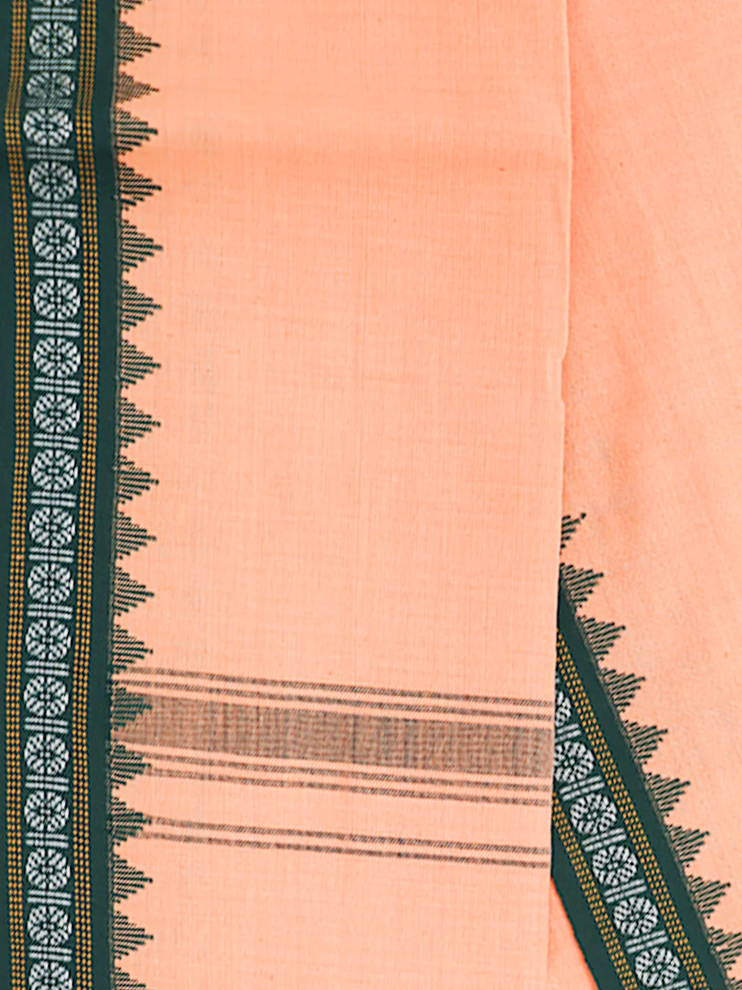 Men Fancy Border Angavastram Towel Light Orange - Image 4