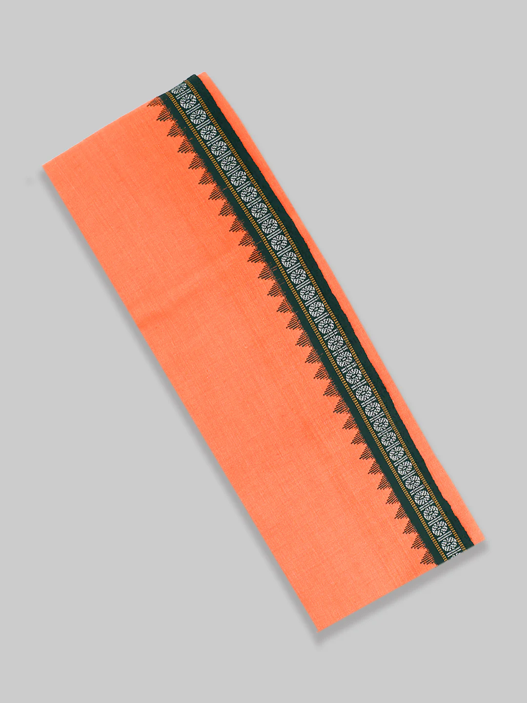 Men Fancy Border Angavastram Towel Orange - Image 3