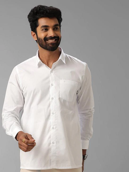 Men Formal White Shirt with Single Layer Sandal Dhoti Combo - Image 2