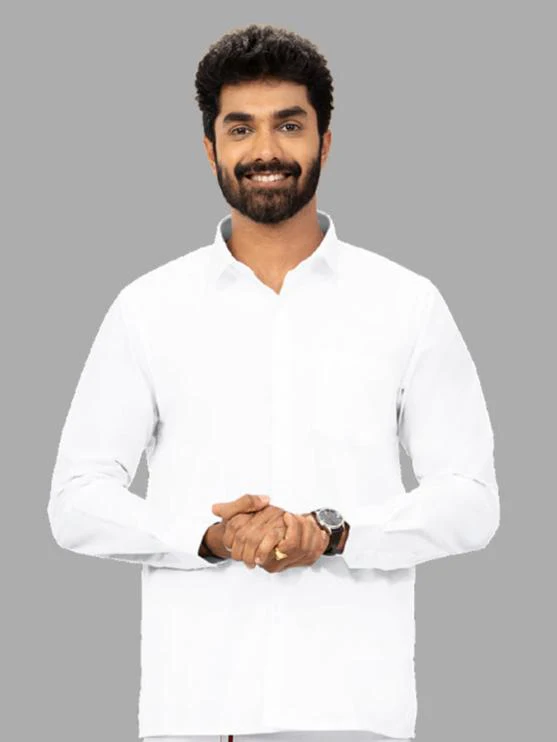 Men Formal White Shirt with Small Border Single Layer Dhoti Combo - Image 4