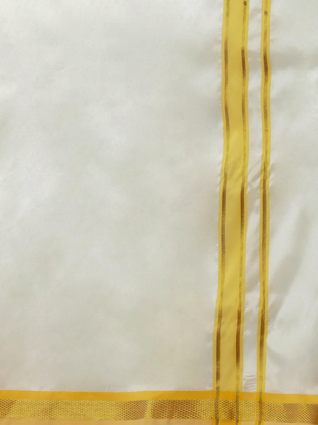 Men Full Sleeves Golden Yellow Shirt with Matching Border Cream Dhoti & Towel Set K6 - Image 7