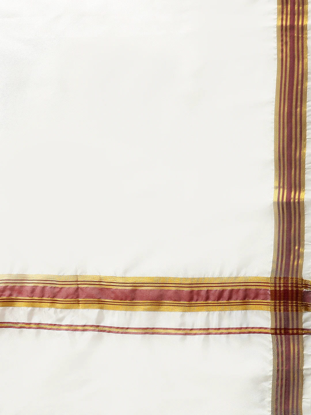 Men Full Sleeves Maroon Shirt with Matching Border Cream Dhoti & Towel Set K7 - Image 7