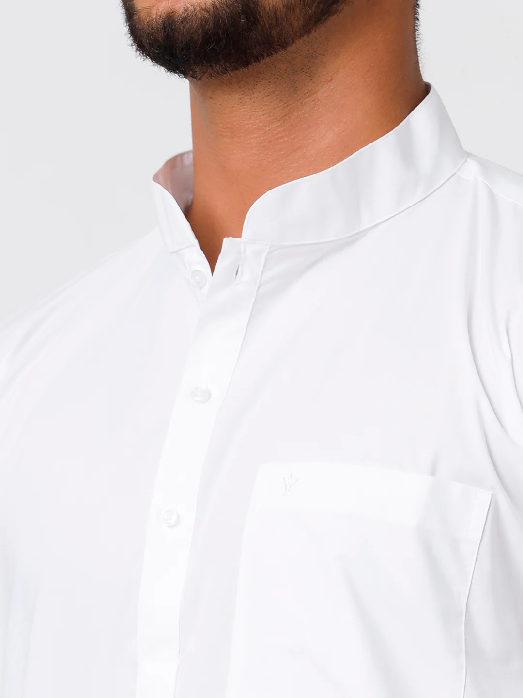 Men Full Sleeves White Medium Length Kurta with Prayer Dhoti Combo - Image 2