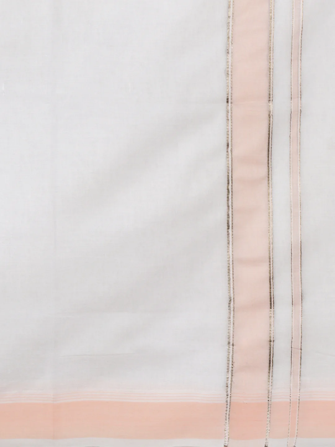 Men Giza Cotton Double Layer White Dhoti with Fancy Jari Border Arani AJF01 - Image 3