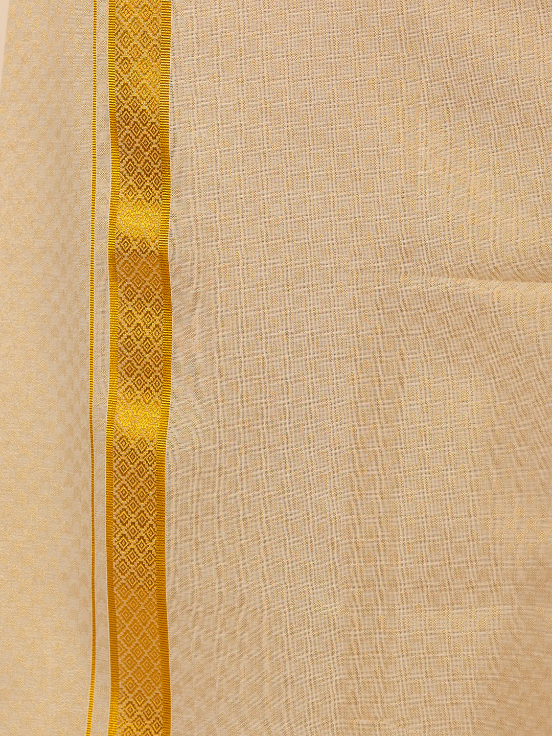 Men Gold Tissue Jacquard Half Sleeves Shirt with Matching Dhoti Set GD11 - Image 4