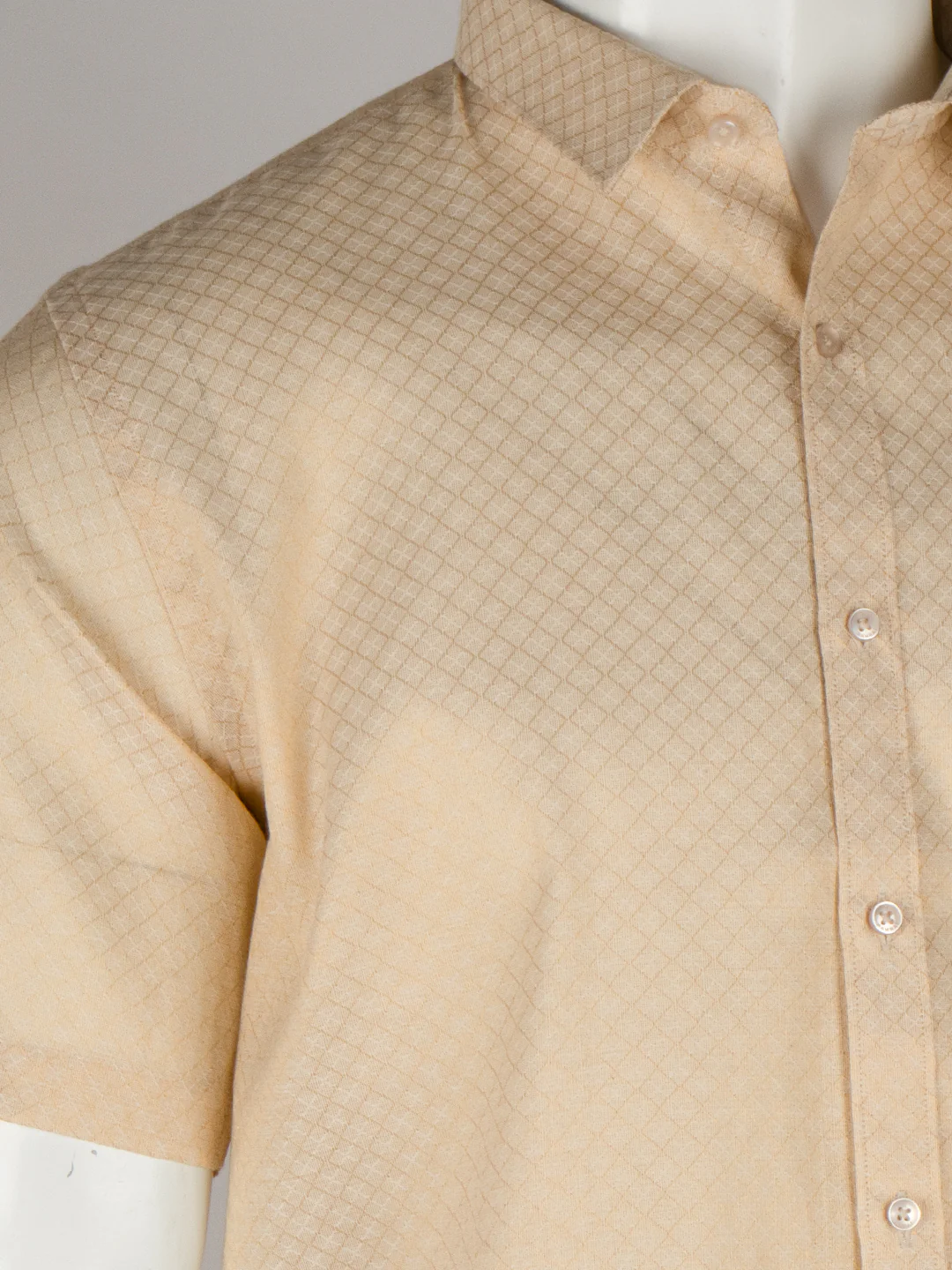 Men Gold Tissue Jacquard Half Sleeves Shirt with Matching Dhoti Set GD13 - Image 2