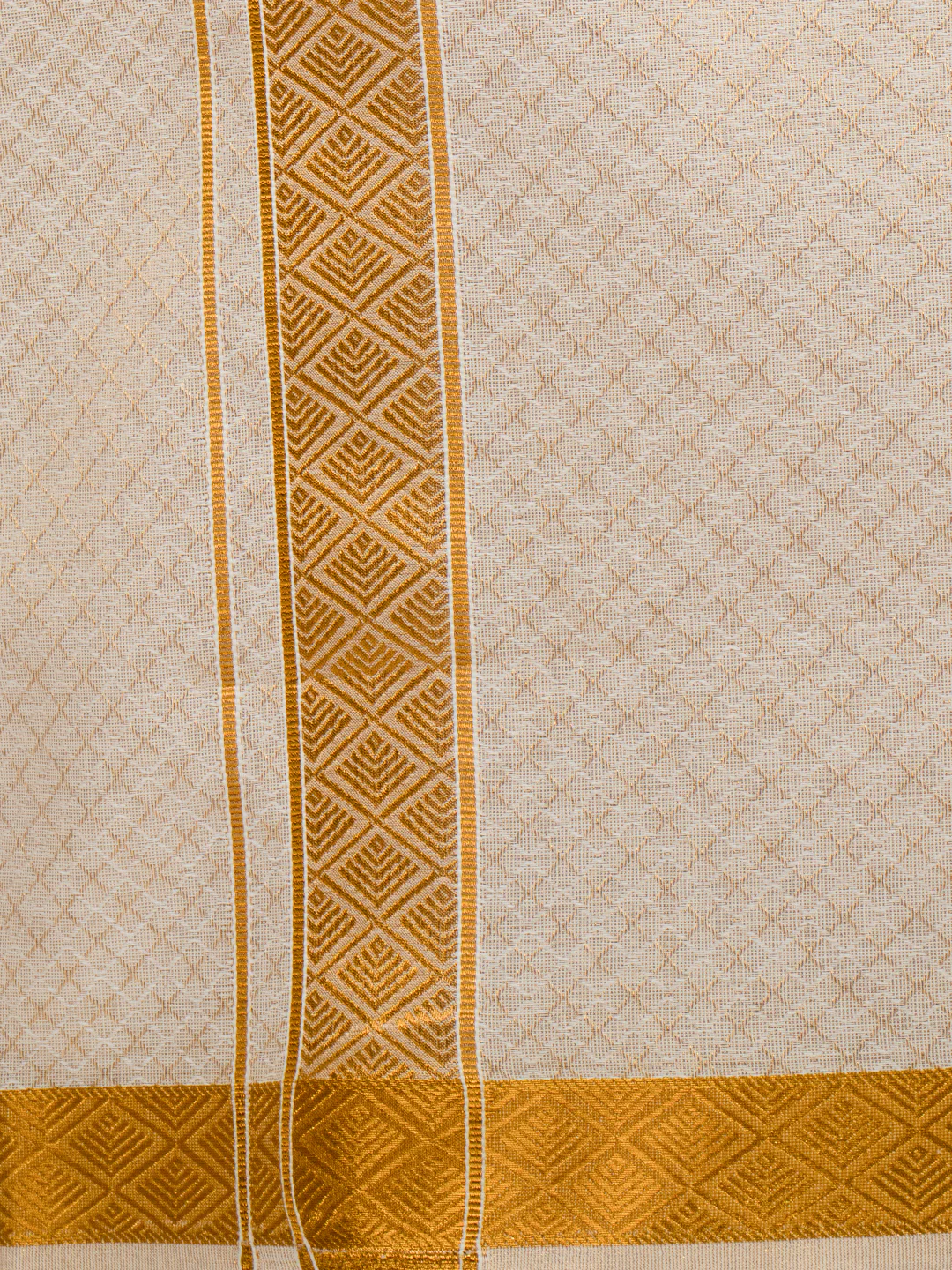 Men Gold Tissue Jacquard Half Sleeves Shirt with Matching Dhoti Set GD13 - Image 3