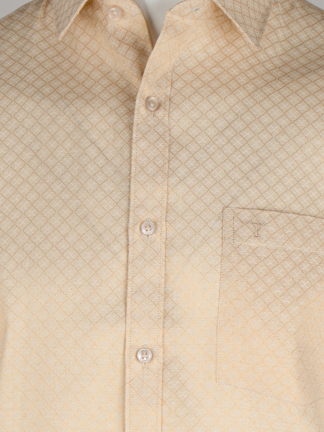 Men Gold Tissue Jacquard Half Sleeves Shirt with Matching Dhoti Set GD13 - Image 6