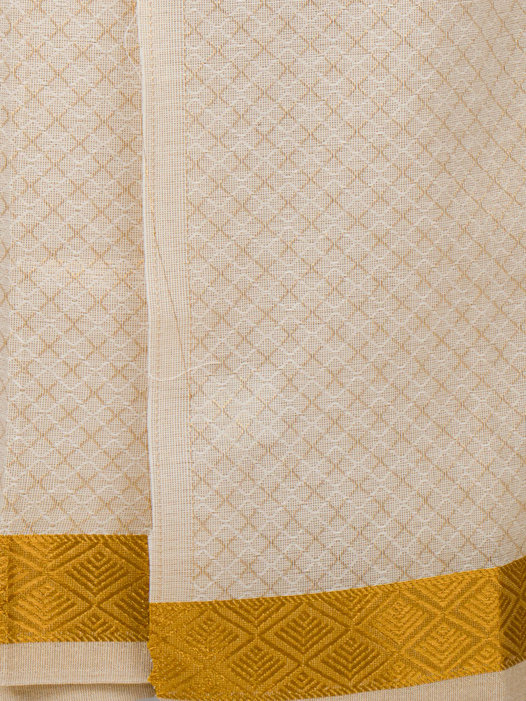 Men Gold Tissue Jacquard Half Sleeves Shirt with Matching Dhoti Set GD13 - Image 7