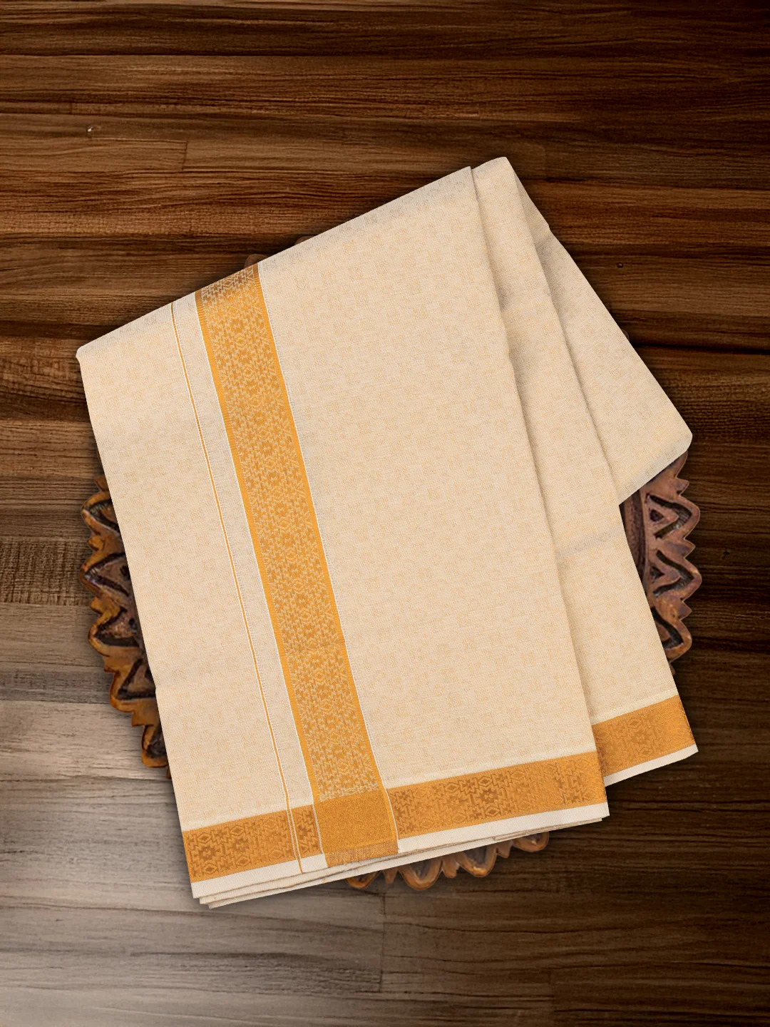 Men Gold Tissue Jacquard Shirting & Dhoti Set Celebrity Elegant CEG01 - Image 2