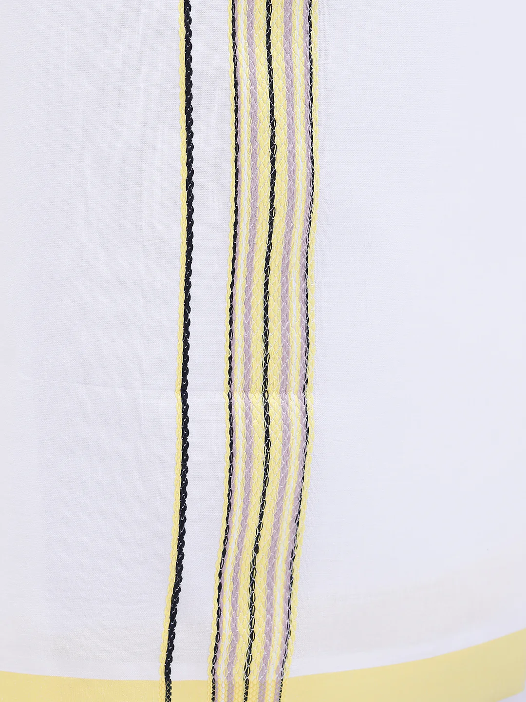 Men Golden Yellow Matching Border Dhoti With Printed Shirt Set Fusion PS14 - Image 6