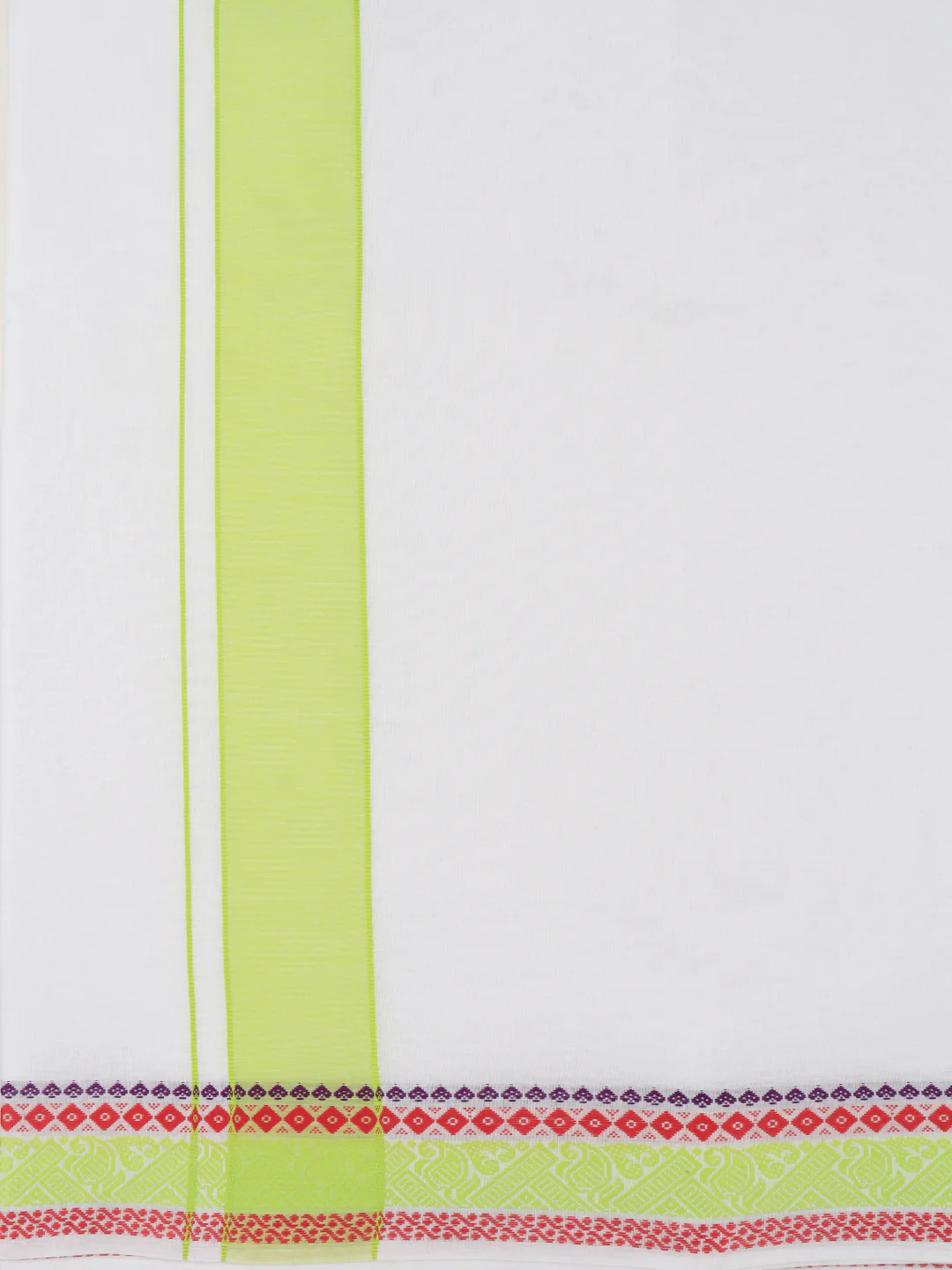 Men Cotton Green Fancy Border Panchakacham with Angavasthram (9+5) JD13 - Image 5