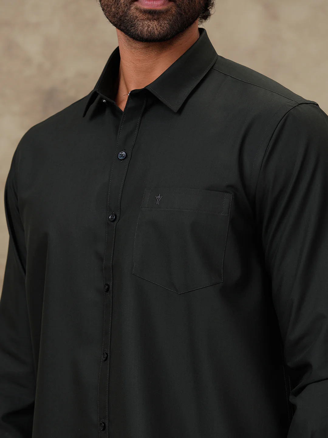 Men Green Waterlo Shirt With Matching Border Dhoti Set Trendy - Image 3