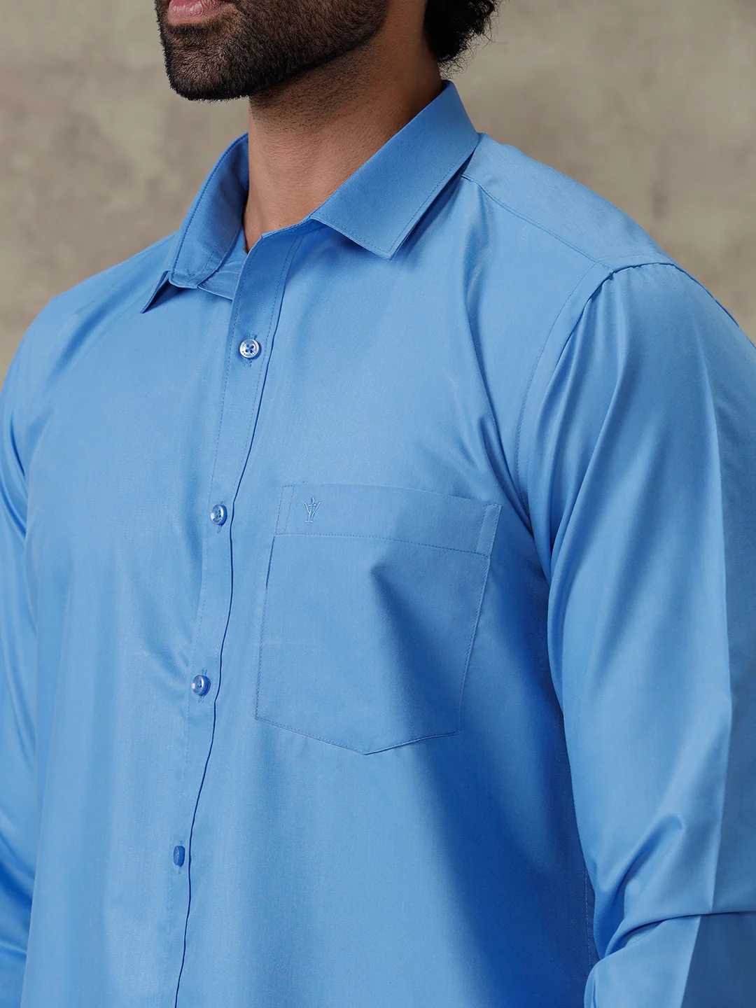 Men Jordy Blue Shirt With Matching Border Dhoti Set Trendy - Image 6