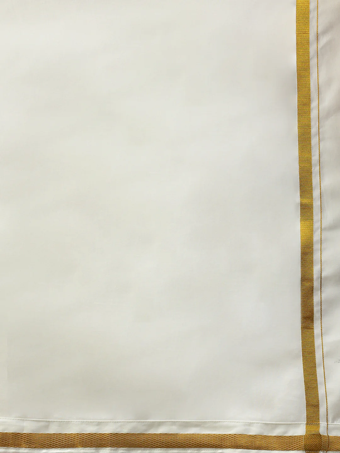 Men Kora Cotton Double Layer Dhoti with 3/4" Gold Jari Border Nakshatra - Image 5