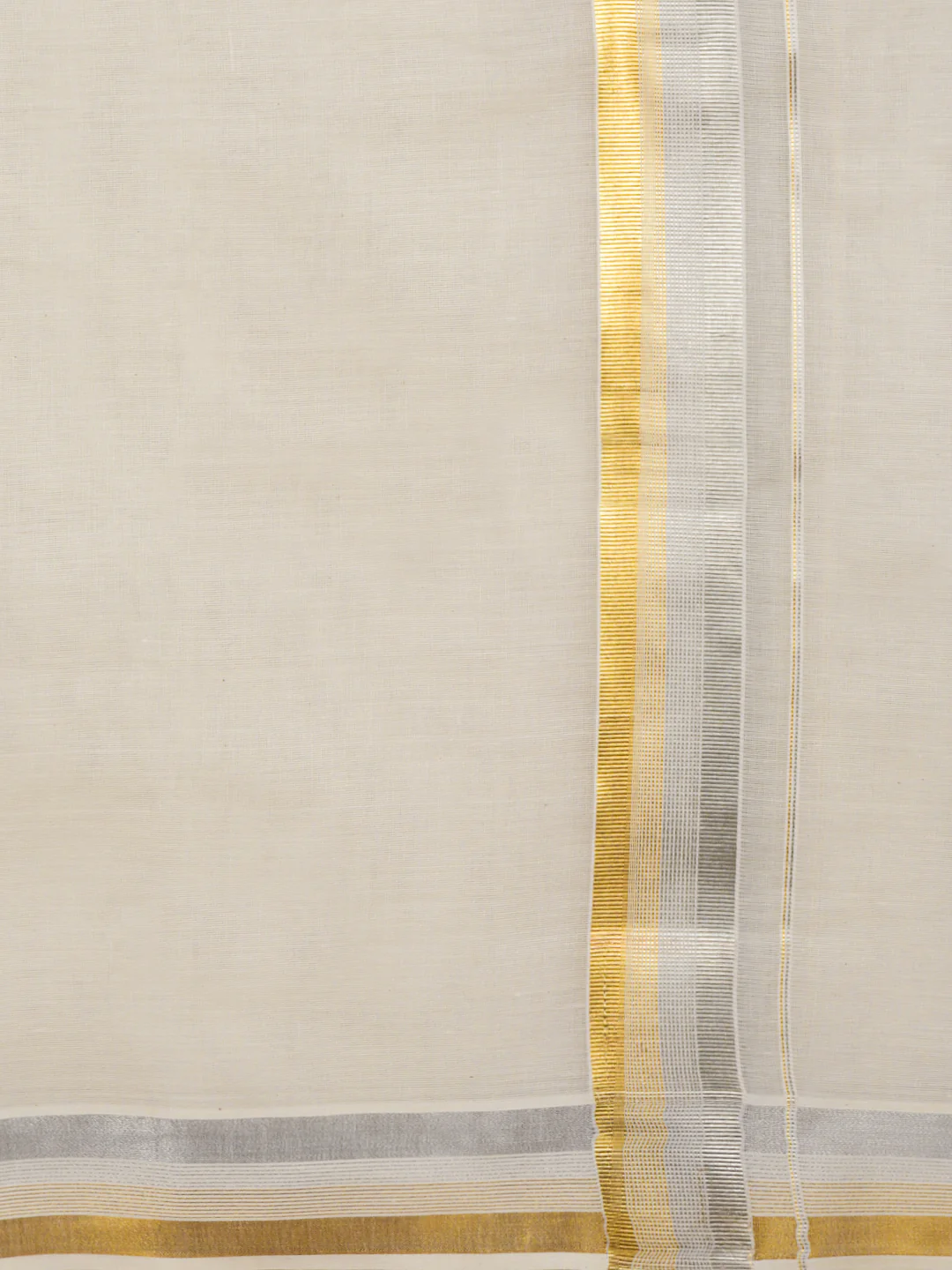 Men Kora Cotton Double Layer Dhoti with Fancy Jari Border Gold Crown - Image 4
