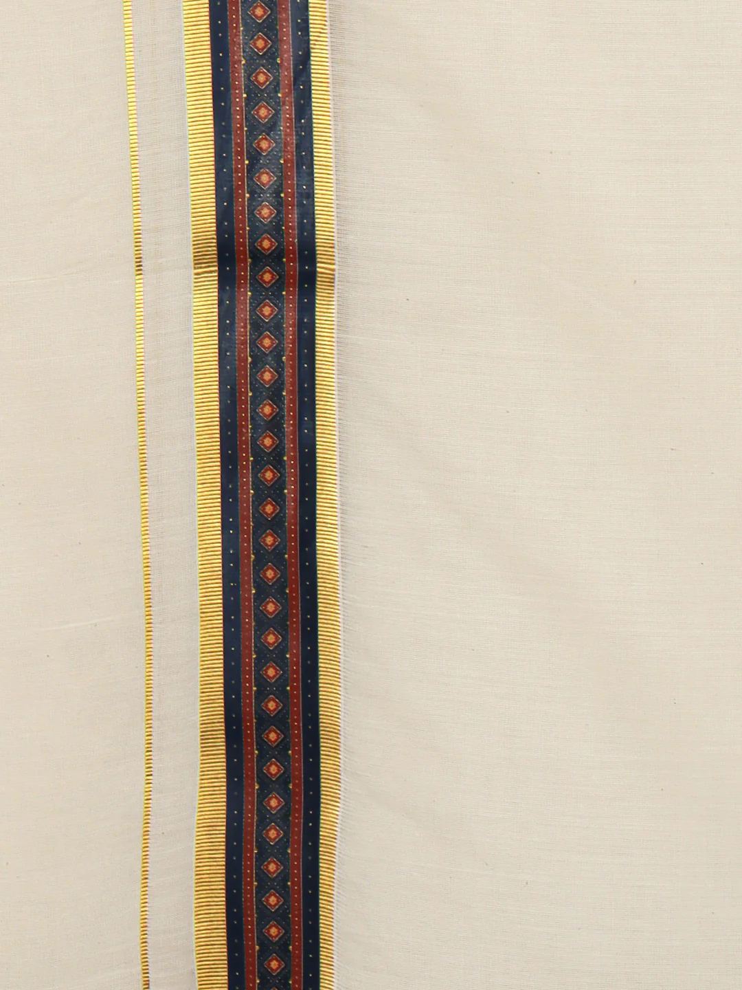 Men Kora Cotton Double Layer Dhoti with Double Side Fancy Jari Border PR14 - Image 3