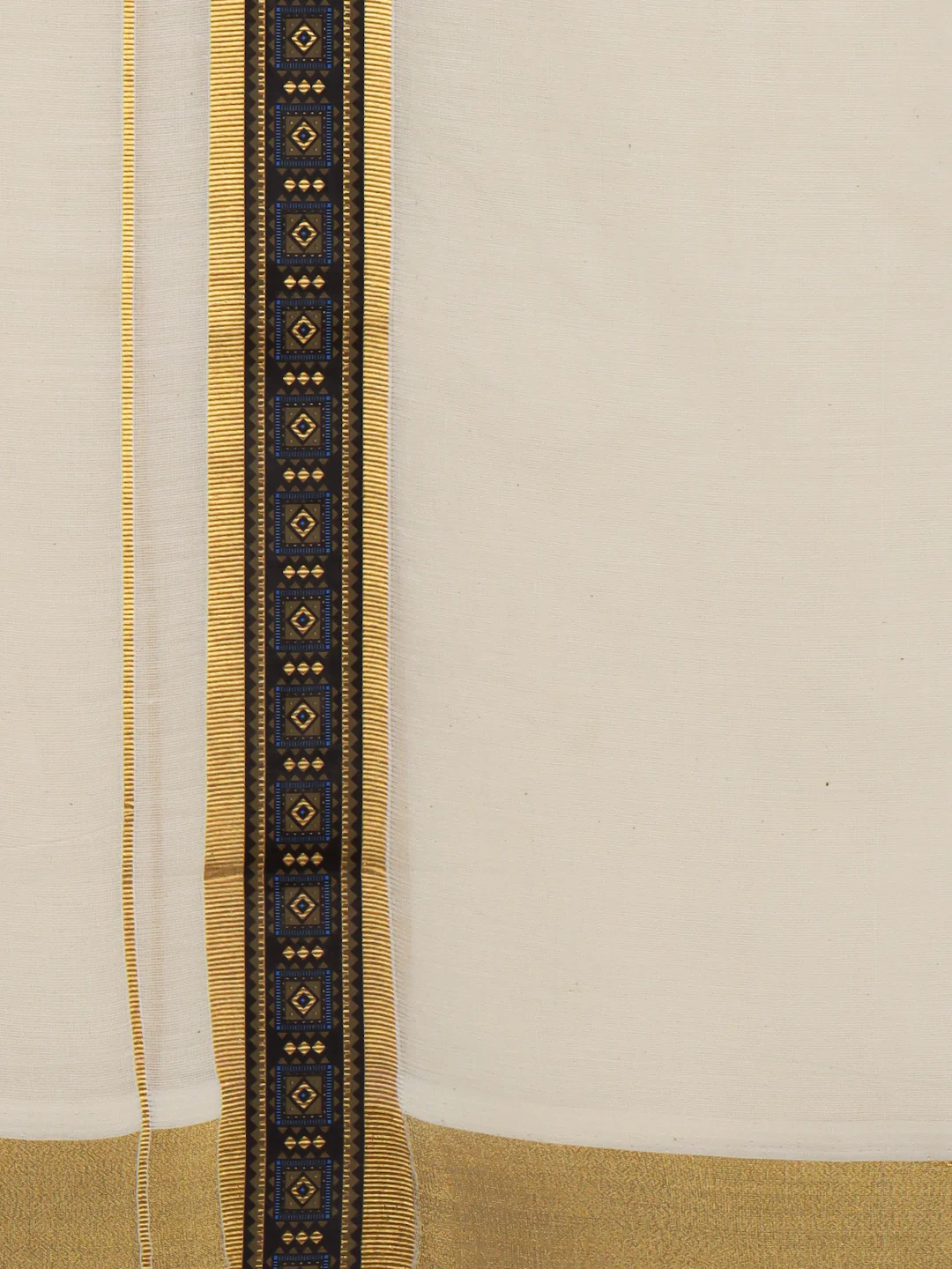 Men Kora Cotton Double Layer Dhoti with Double Side Fancy Jari Border PR17 - Image 3