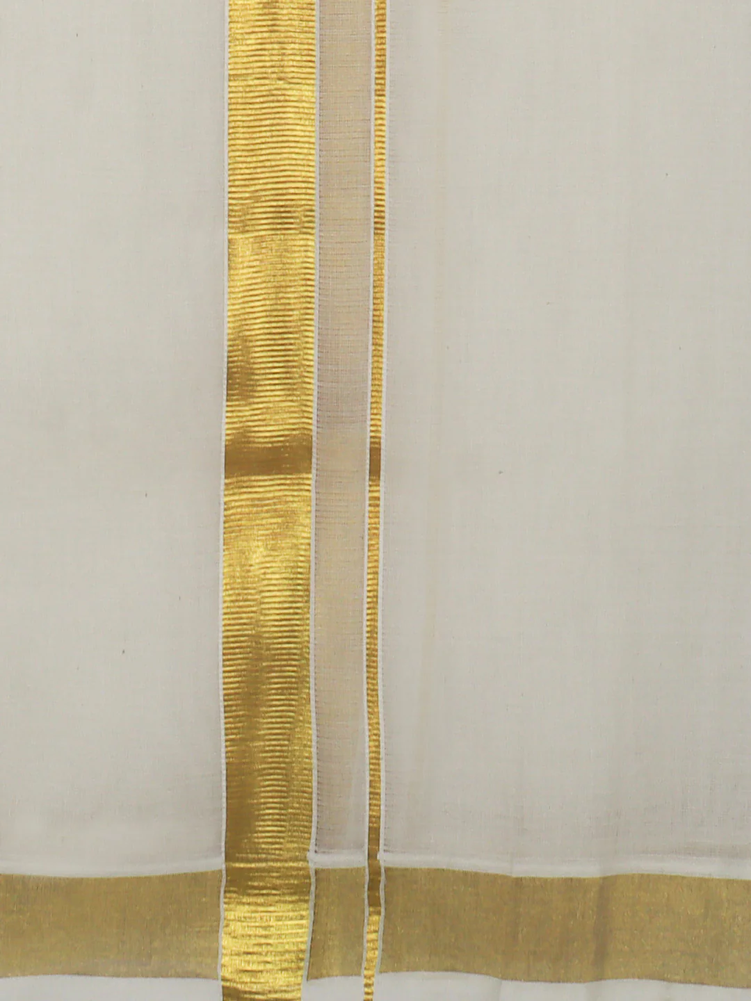 Men Kora Cotton Double Layer Dhoti with Gold Jari Border Chingam 5028 - Image 4