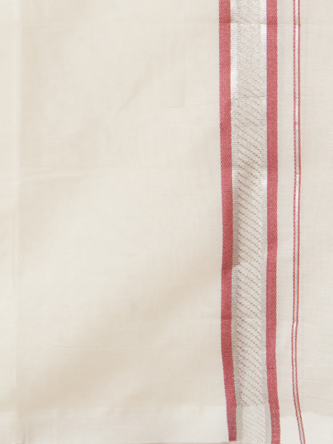Men Kora Cotton Double Layer Dhoti with Red Fancy Jari Border MSF02 - Image 5