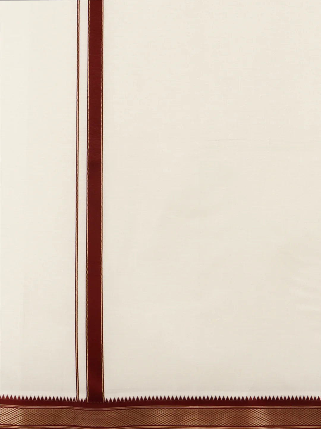 Men Kora Cotton Single Layer Dhoti with Mayilkhan Border Brindhavan (4 Way Dhoti ) - Image 4