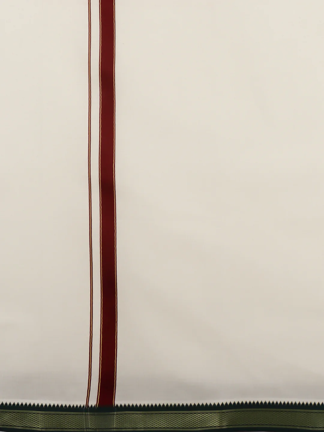 Men Kora Cotton Single Layer Dhoti with Mayilkhan Border Brindhavan (4 Way Dhoti ) - Image 5
