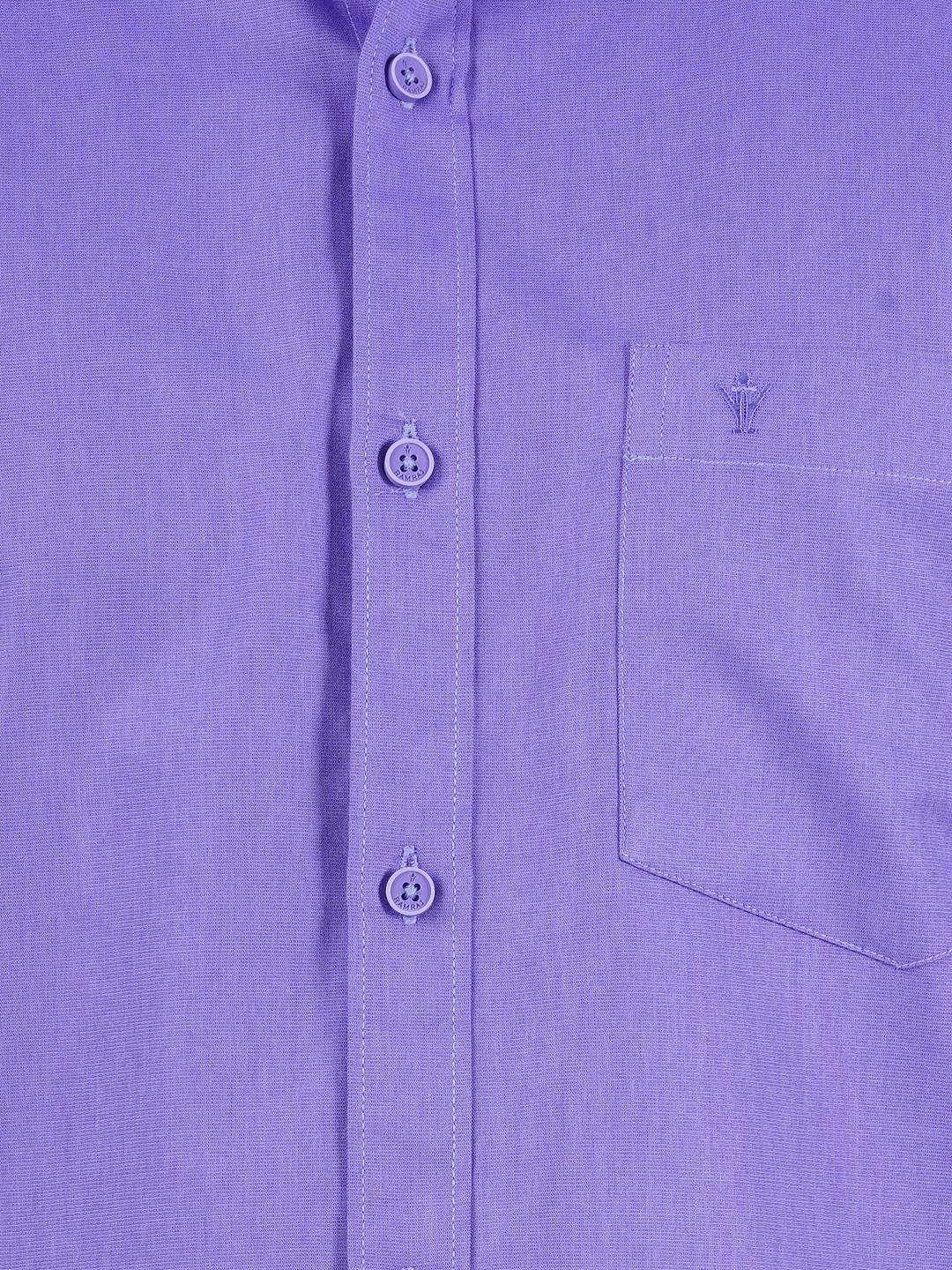 Men Lavender Half Sleeves Shirt with 3/4" Inch Gold Jari Border Single Layer Dhoti Combo - Image 4