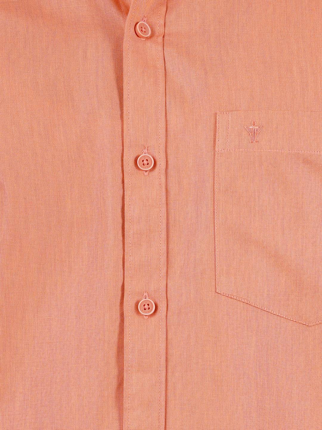 Men Light Red Full Sleeves Shirt with 3/4" Inch Gold Jari Border Single Layer Dhoti Combo - Image 4