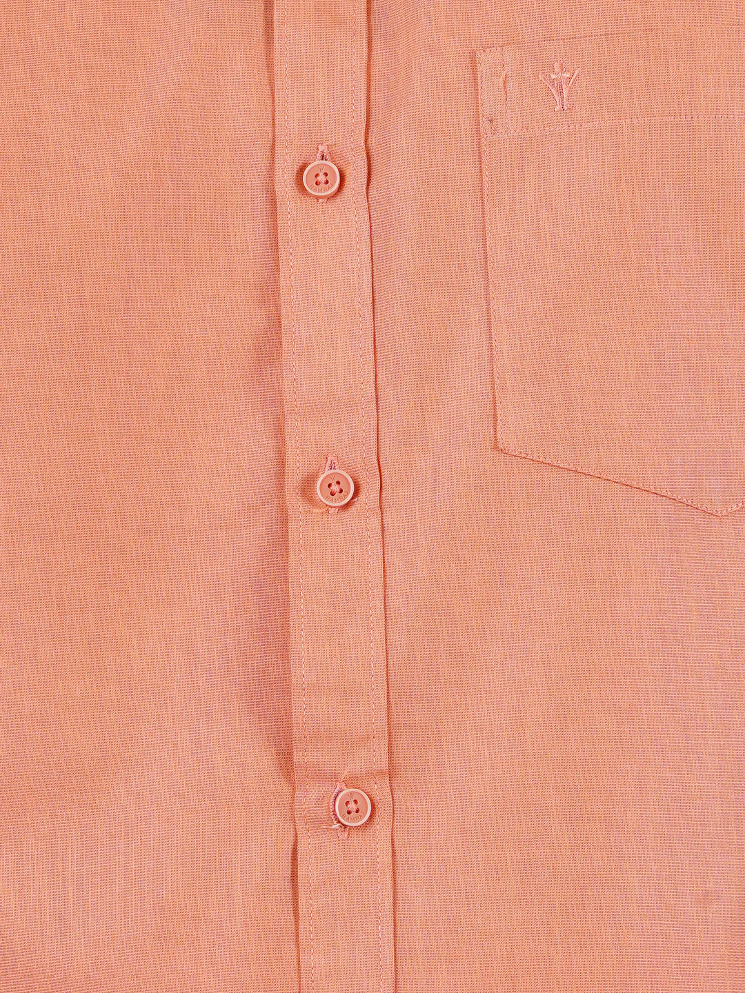 Men Light Red Half Sleeves Shirt with 1/2" Inch Gold Jari Border Single Layer Dhoti Combo - Image 4