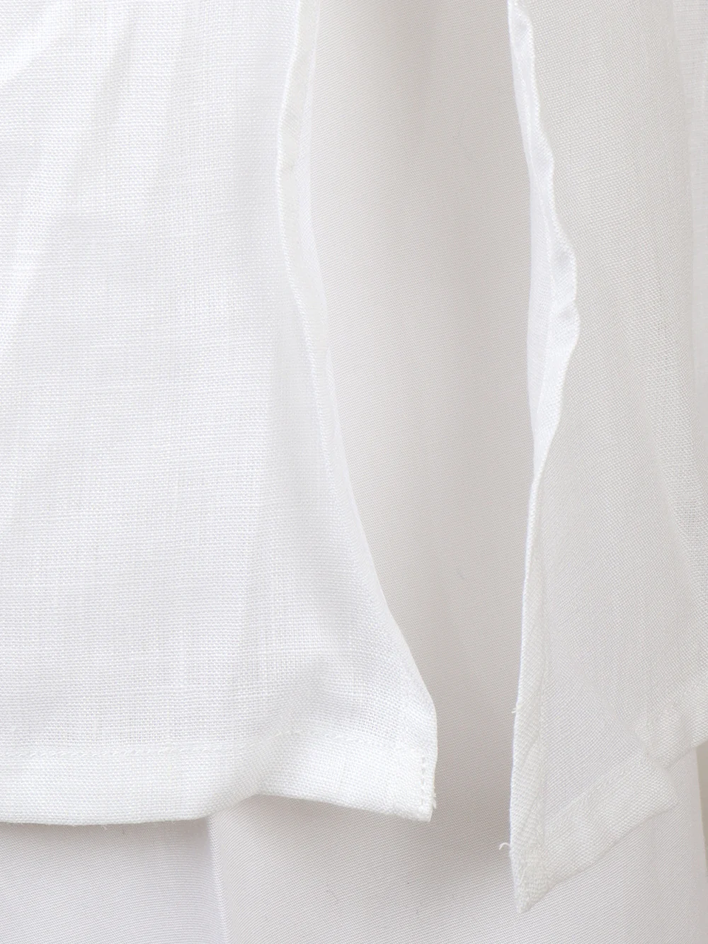 Men Linen Cotton Medium Length Kurta White LC M17 - Image 4