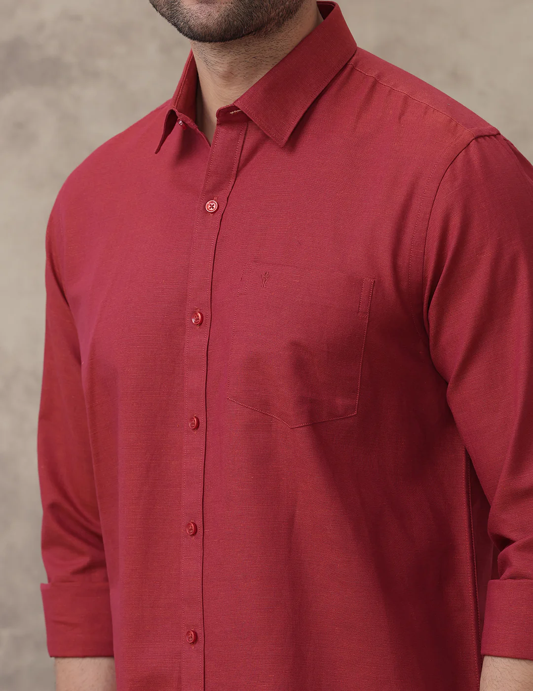 Men Linen Cotton Shirt Brick Red LF20 - Image 5