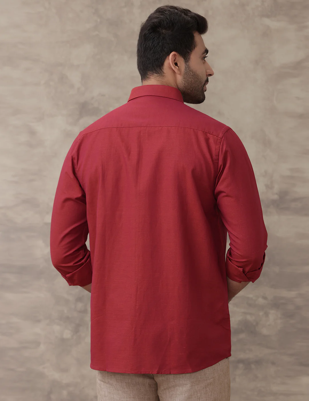 Men Linen Cotton Shirt Brick Red LF20 - Image 6