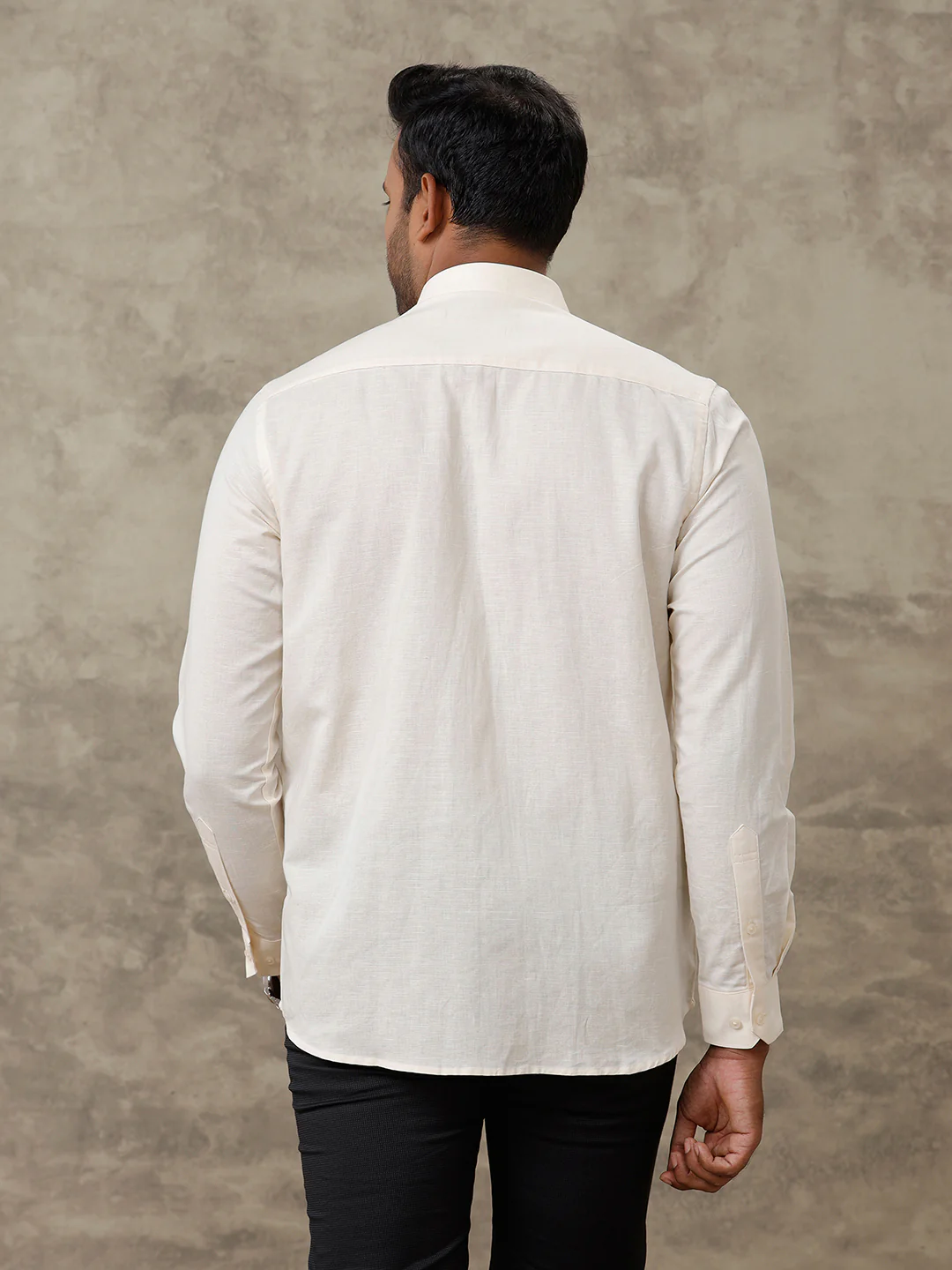 Men Linen Cotton Shirt Cream LF12 - Image 8