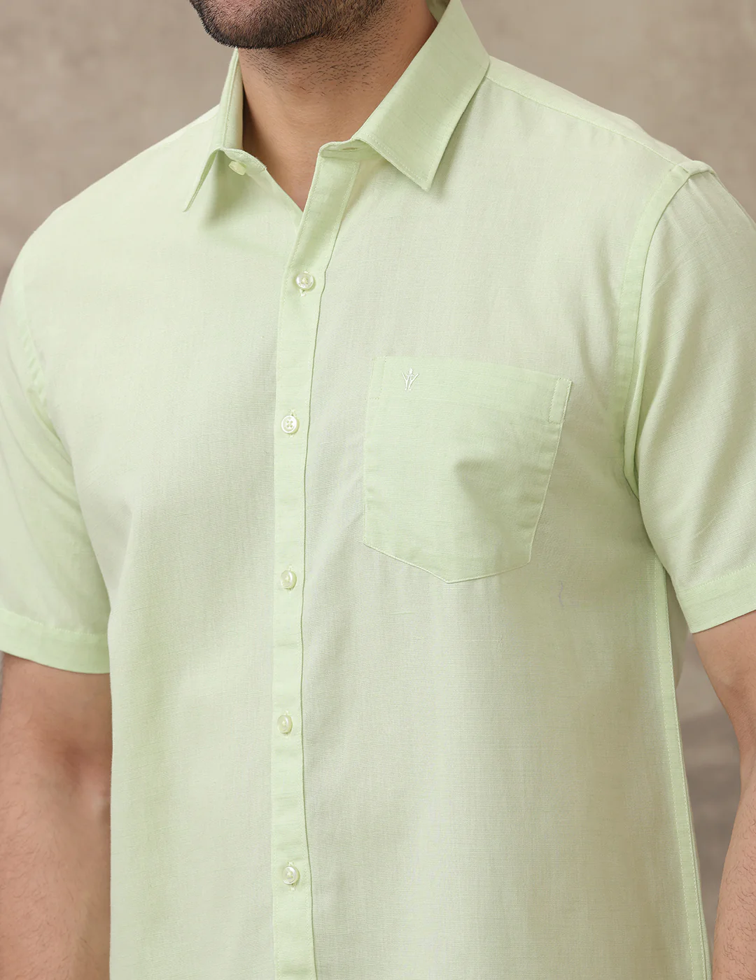 Men Linen Cotton Shirt Green LF21 - Image 6
