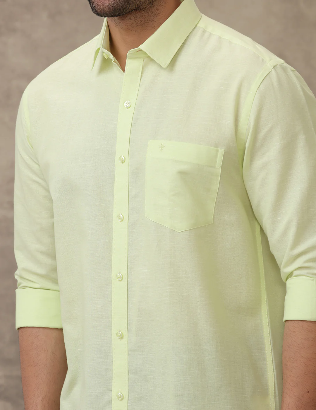 Men Linen Cotton Shirt Light Green LF3 - Image 6