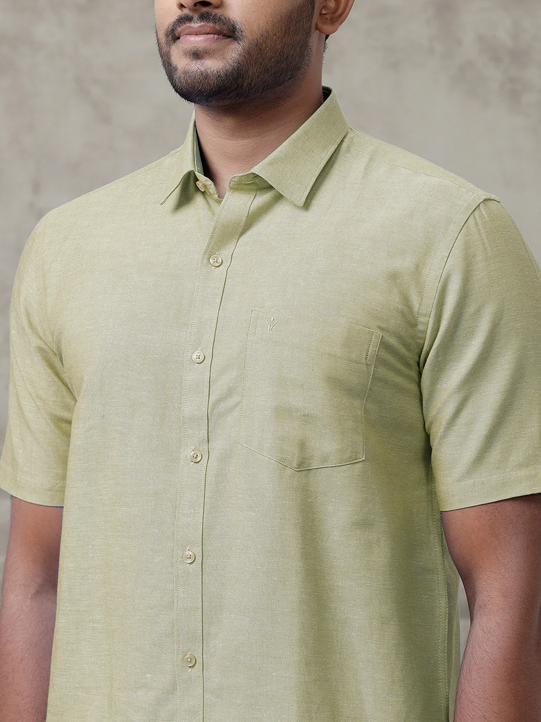 Men Linen Cotton Shirt Olive Green LF25 - Image 5
